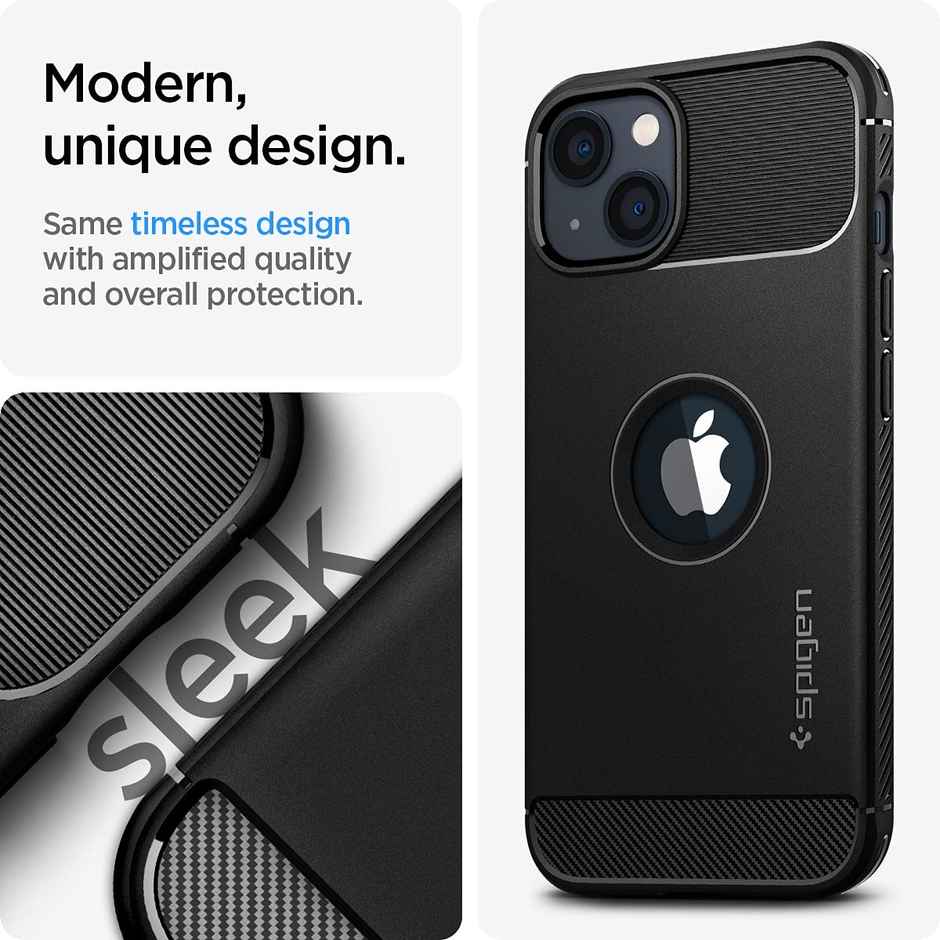Spigen Rugged Armor Back Cover Case Compatible with iPhone 13 (TPU | Matte Black)