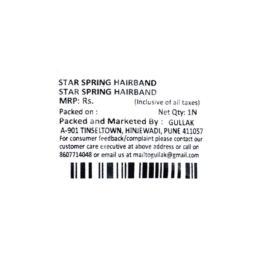 Christmas Star Spring Hairband | Assorted Color | Gullak