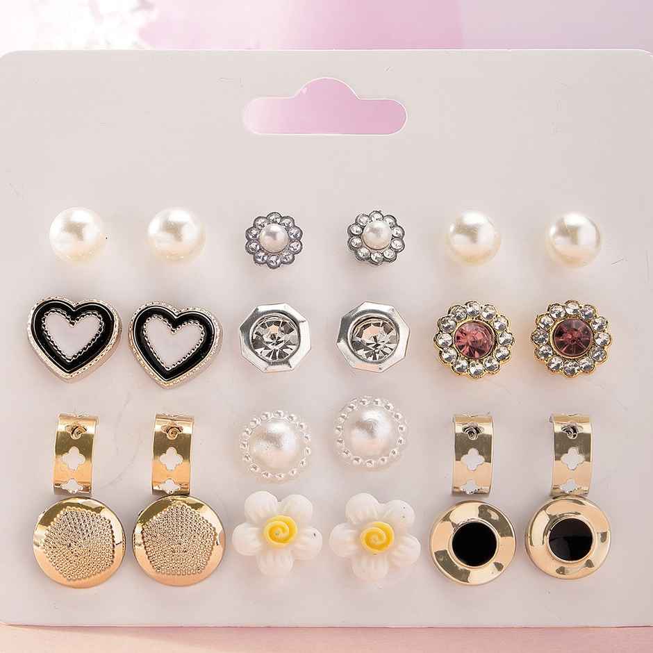 Karatcart Women's Combo Stud Earrings Multicolor One Size | 33038364