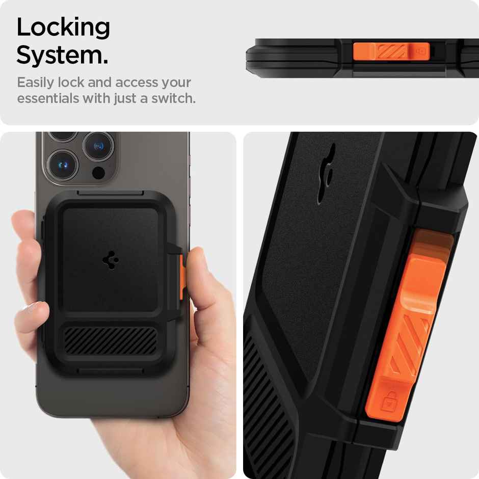 Spigen iPhone Lock Fit Wallet with Magsafe Black