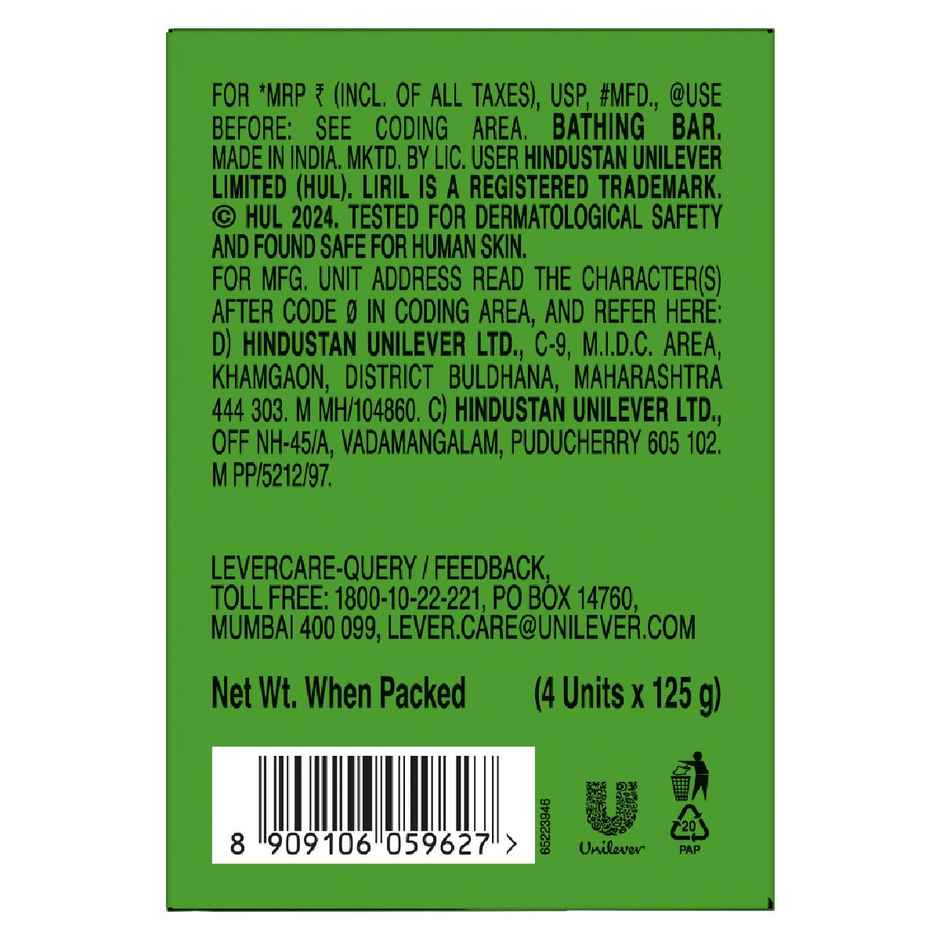 Liril Lime & Tea Tree Oil Soap (Pack Of 4)