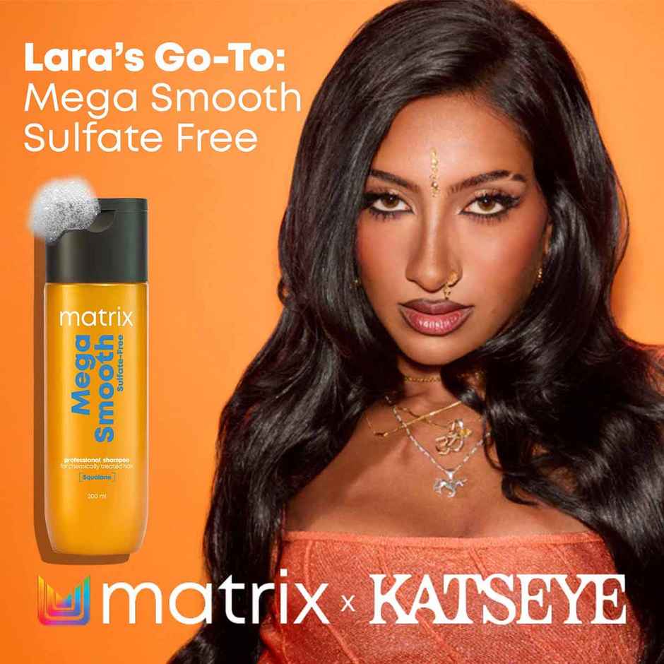 Matrix Mega Smooth Sulfate-Free Shampoo with Squalene For Bond Repair | 7X Smoother Hair