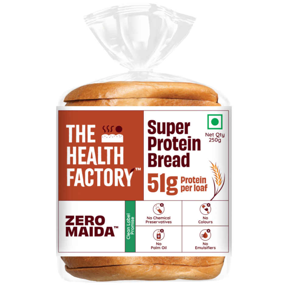 The Health Factory Super Protein Bread | Zero Maida | 51g High Protein | Whole Wheat Bread
