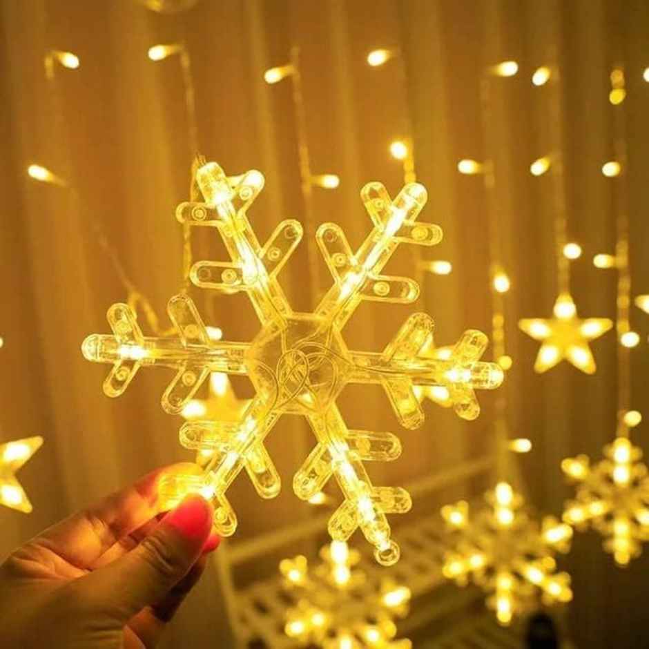 Desidiya Festive Christmas & Diwali Snowflake Led Curtain Lights For Window