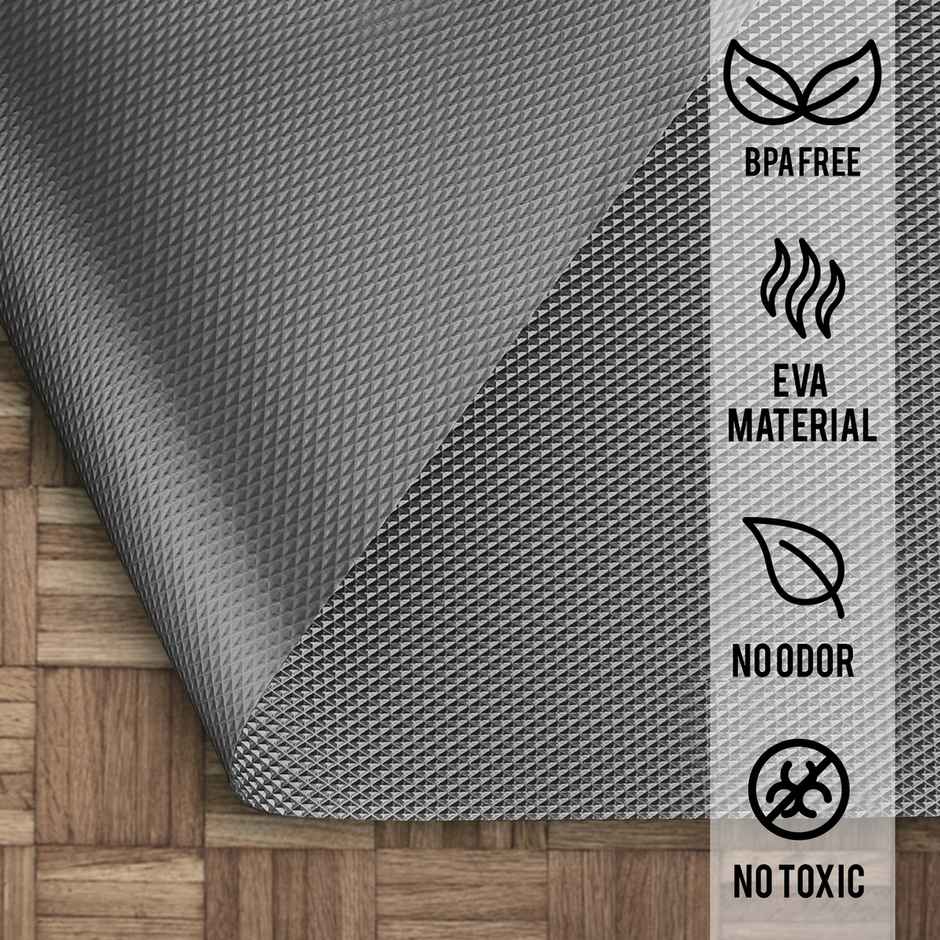 Story@home EVA Anti Slip Mat Diamond Shelf Liner Roll 5 Mtr 500 cm x 45 cm -Titanium Dark Grey