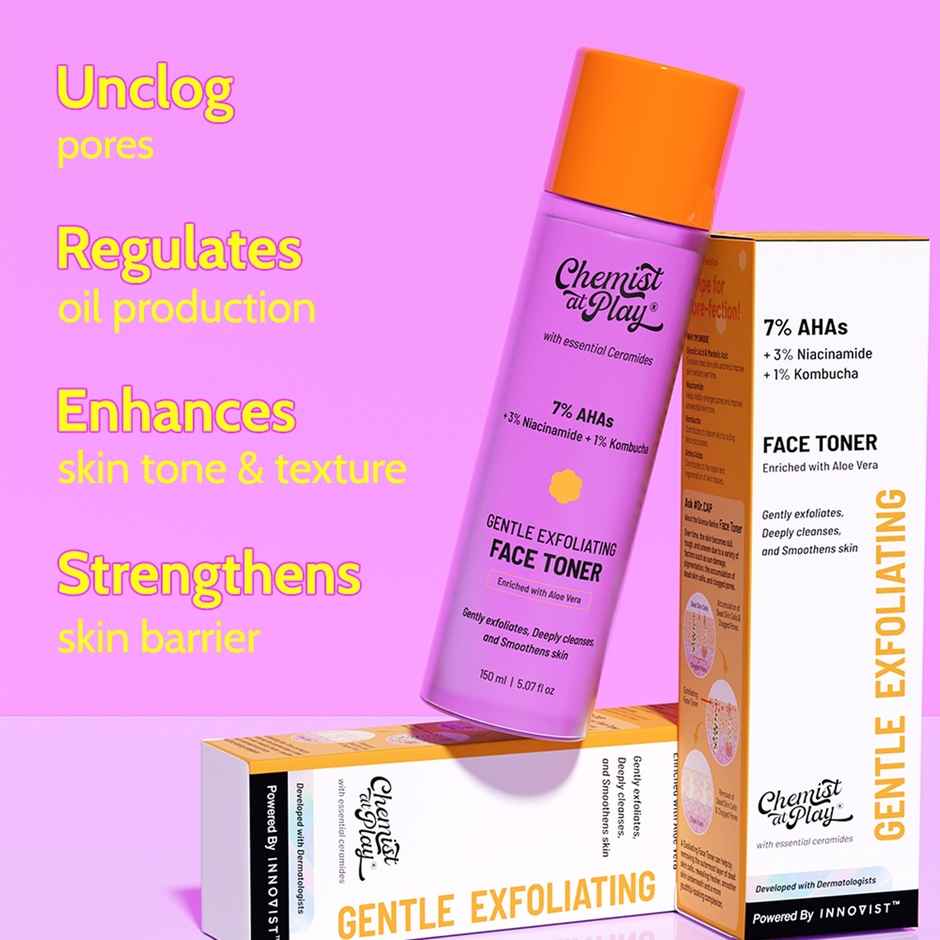 Chemist at Play Gentle Exfoliating Face Toner - Glycolic & Mandelic Acid, Niacinamide & Kombucha