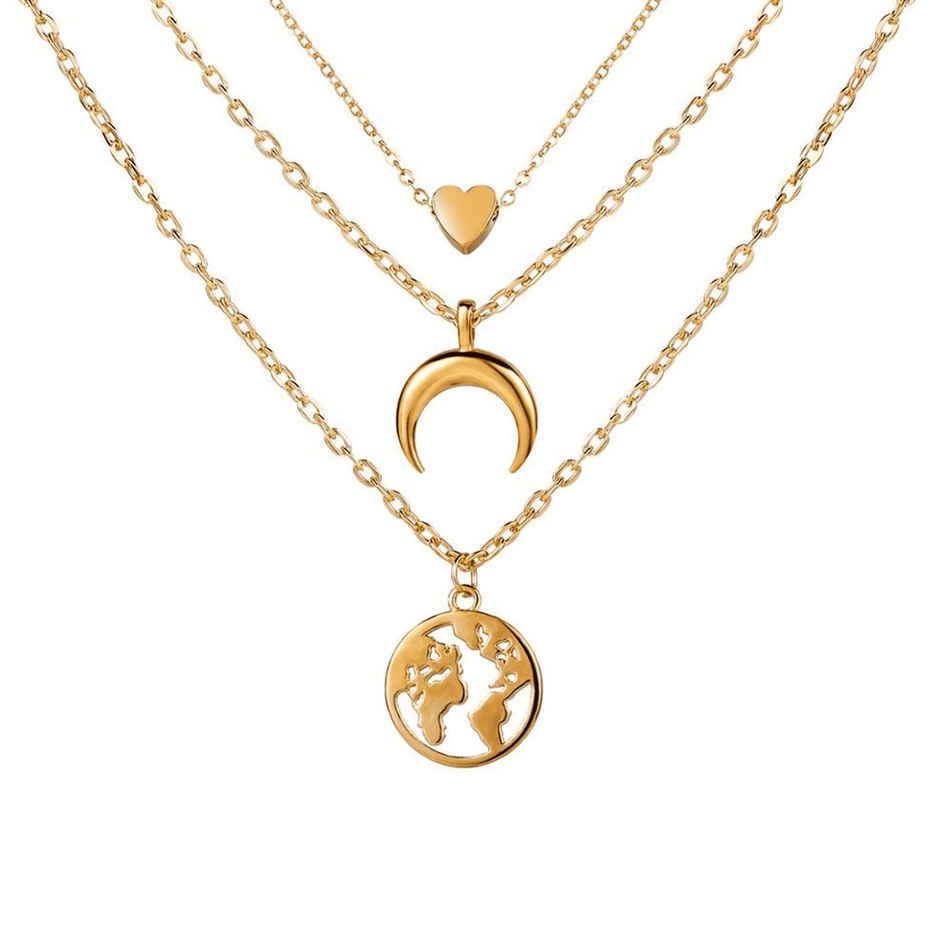 Jewels Galaxy Gold Plated Layered Necklace Set Of 2