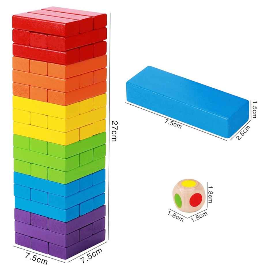 Fablue Multicolor Wooden Stacking & Balancing Tower Puzzle Game - Wooden Blocks Game