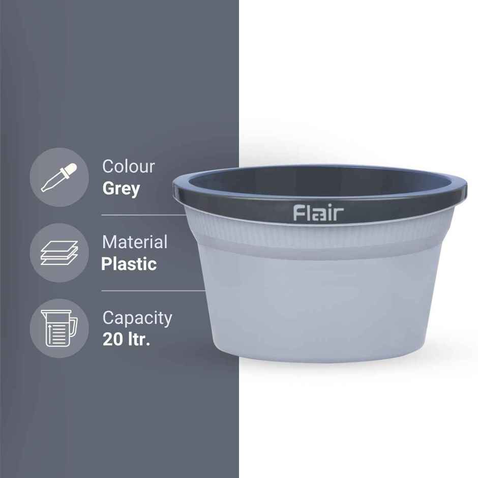 Flair Estella Home Bath Tub 20 L | Grey