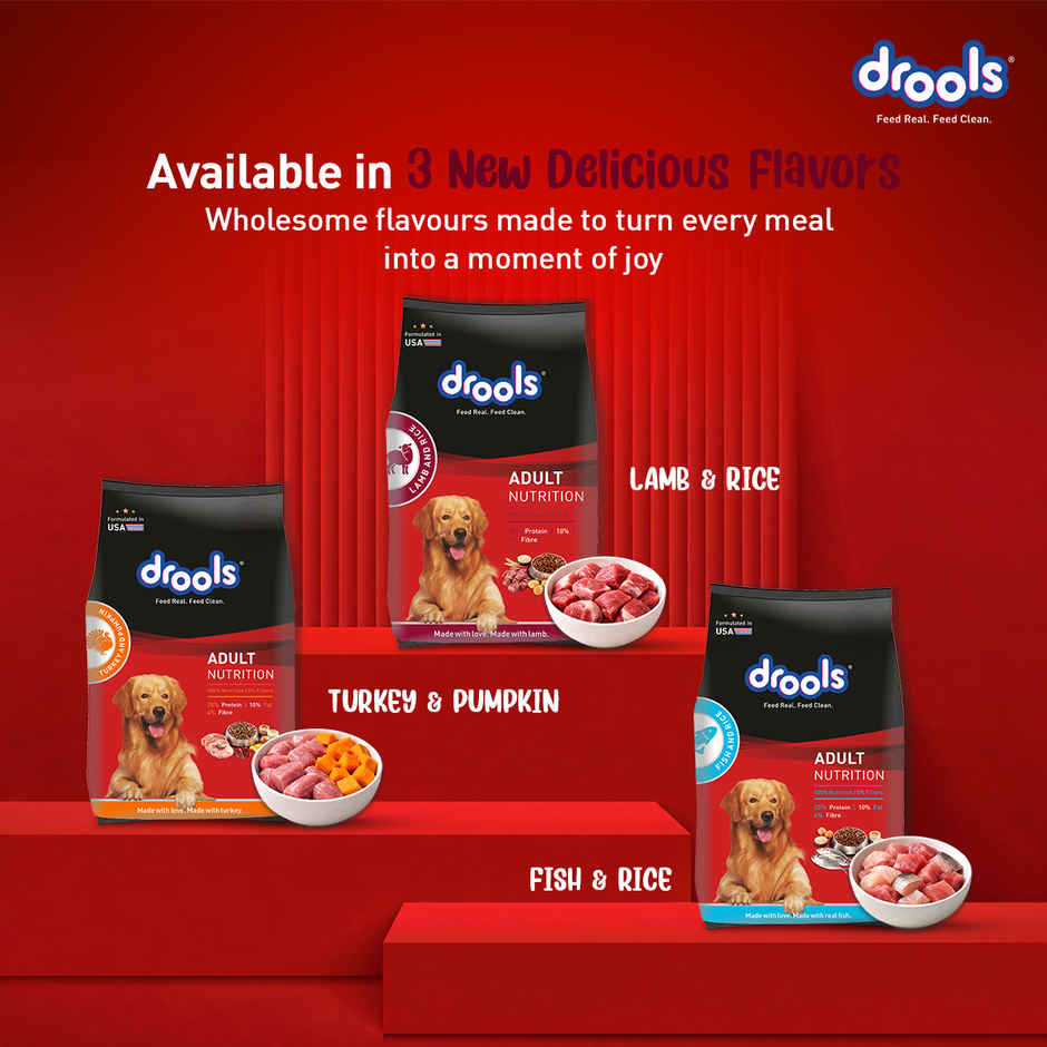 Drools Lamb and Rice Adult Dry Dog Food 2.8 kg with Free 1 kg