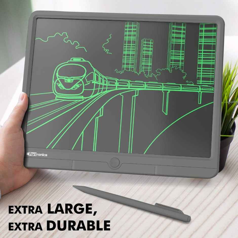 Portronics Ruffpad 15 Re-Writable LCD Screen 38.1cm (15-inch) Writing Pad for Drawing(Grey)