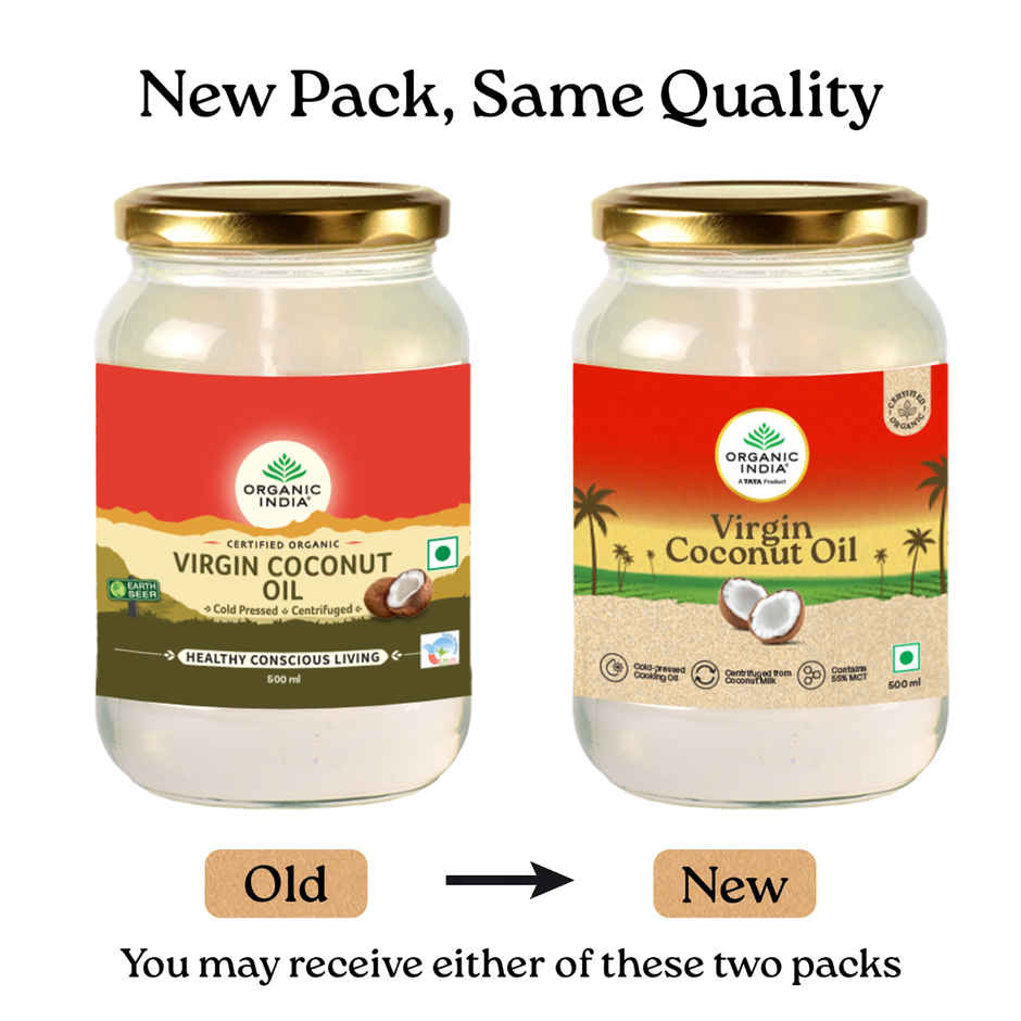 A Tata Product - Organic India Virgin Coconut Cold Pressed Oil | Labs Tested On 250+ Parameters