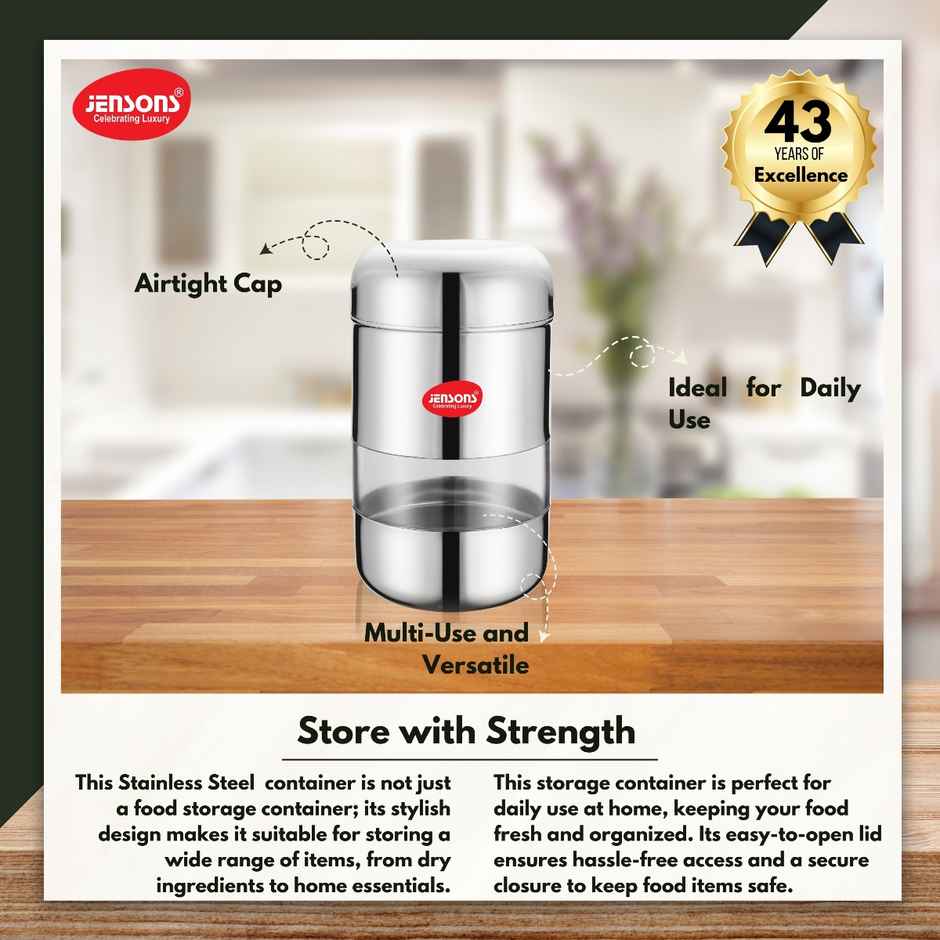 Jensons Stainless Steel Capsule Window Canister 9 cm