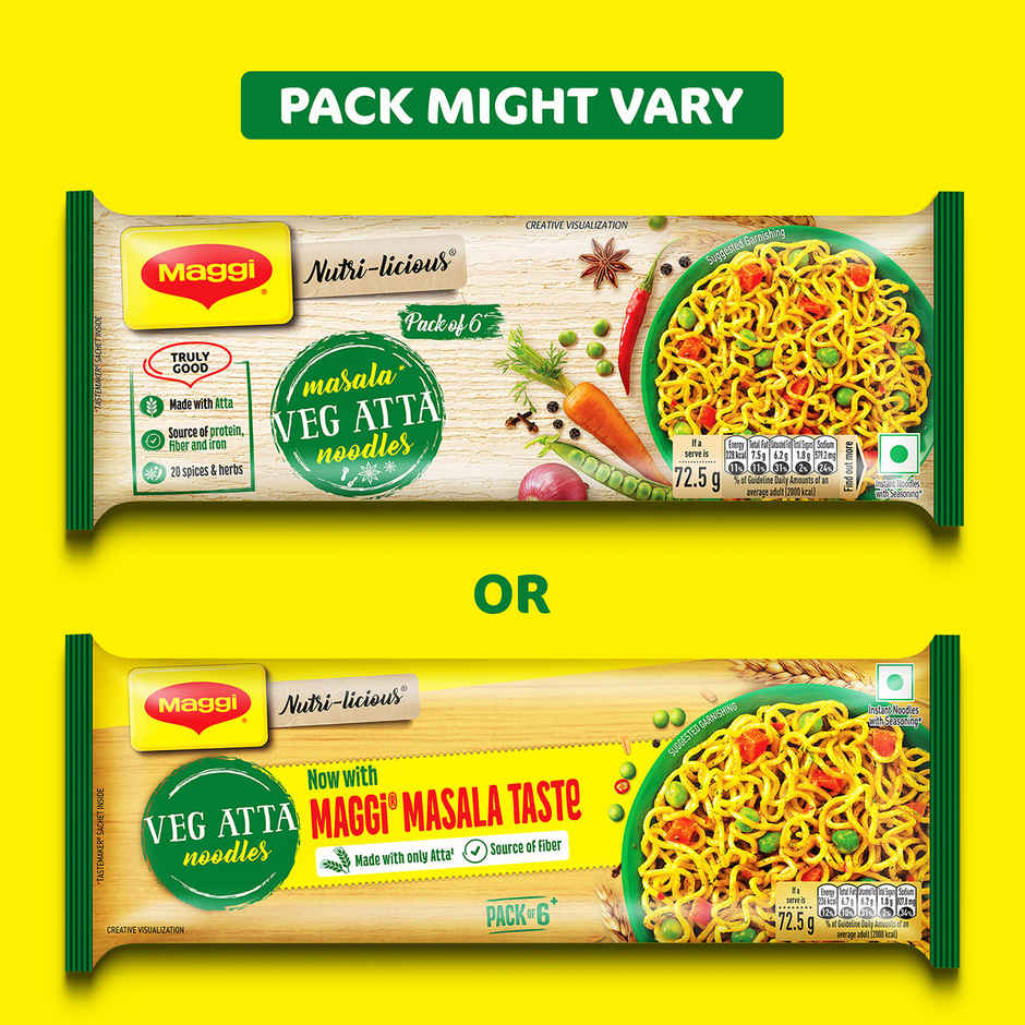 Maggi Veg Atta Noodles Made with Only Atta Flour