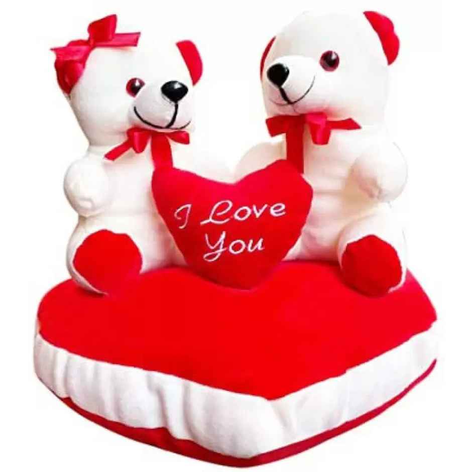 Dearjoy Teddy Couple Sitting On A Heart | 30 cm