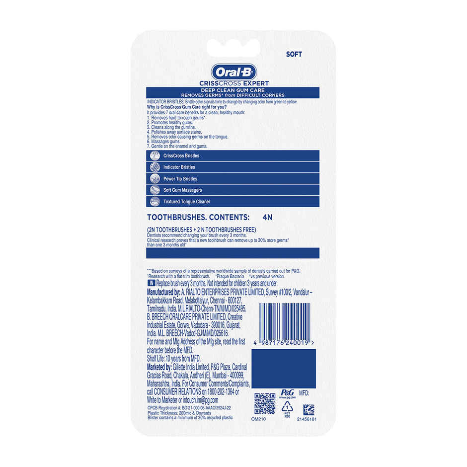 Oral B Criss Cross Gum Care Toothbrush Soft