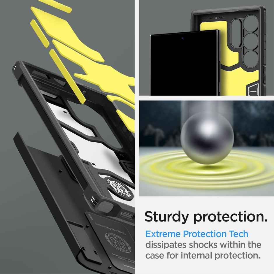 Spigen Tough Armor Back Cover Case Compatible with Galaxy S24 Ultra (TPU + Poly Carbonate | Black)