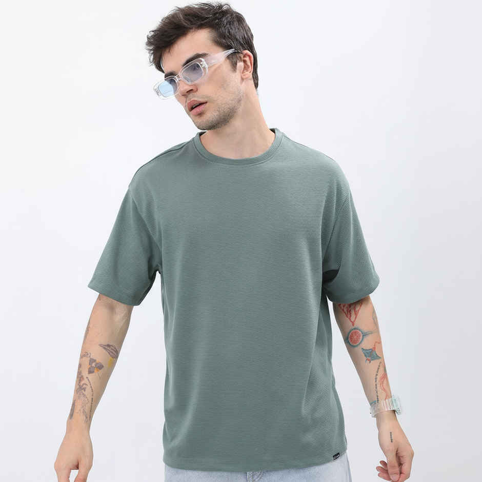 Ketch Men Popcorn Structured Oversize T-Shirt | Green | S