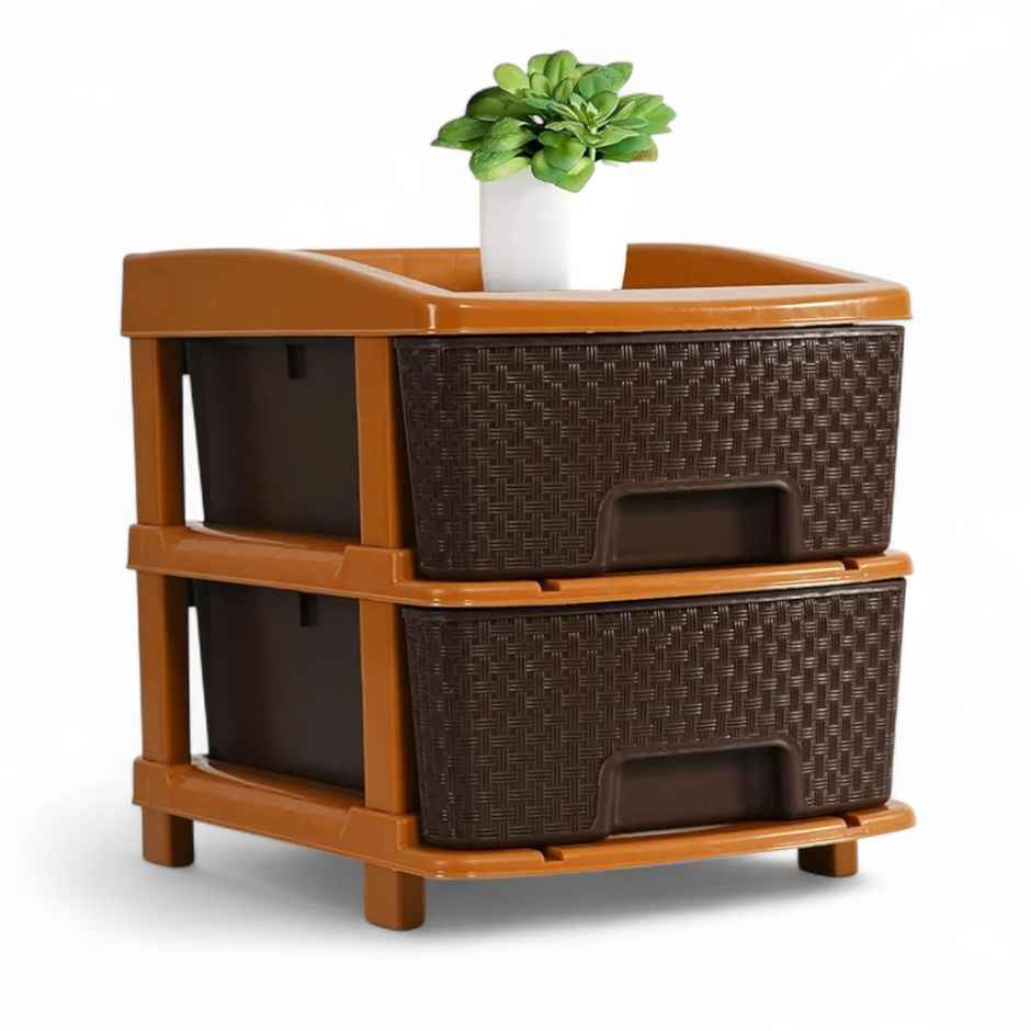 Kuber Industries Modular 2-Layer & 19 L Plastic Drawer Storage Organiser | Chocolate Brown