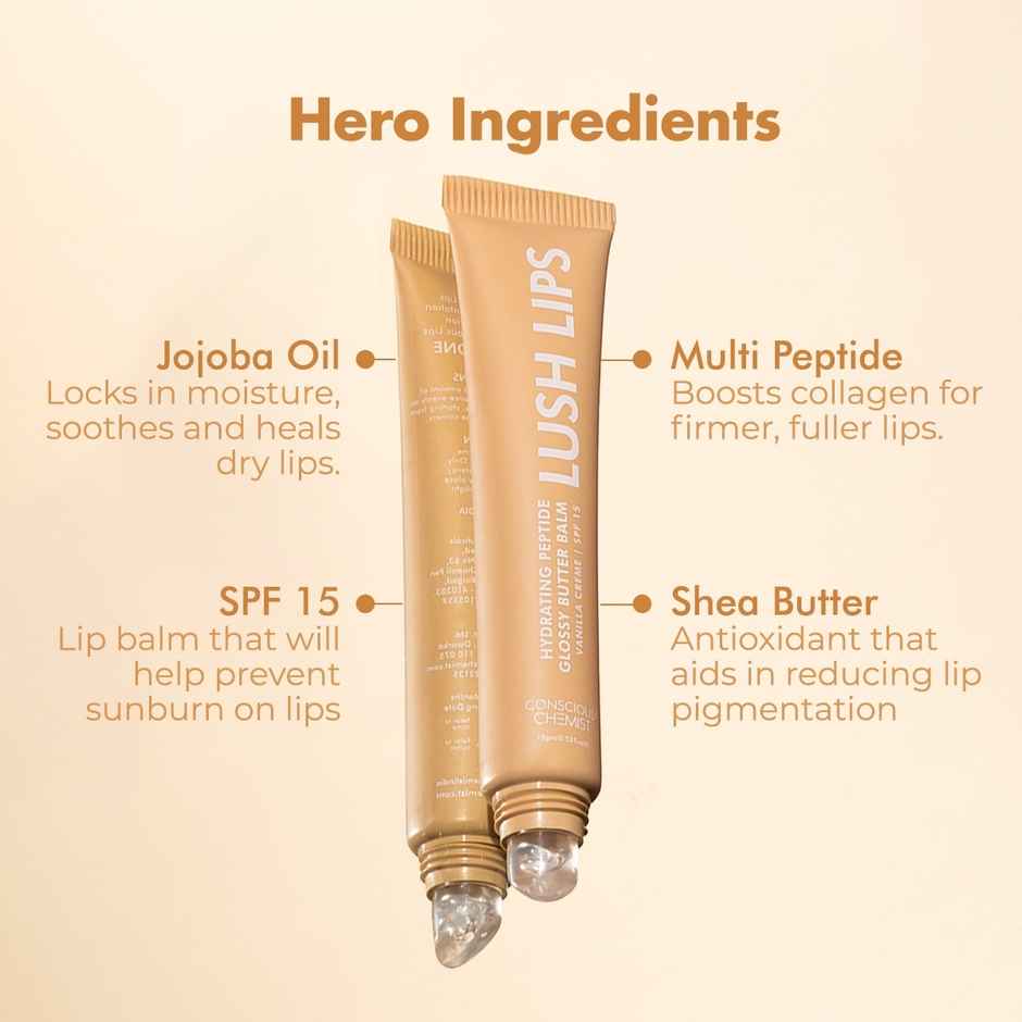 Conscious Chemist Multi Peptide And Shea Butter Infused Hydrating Lip Balm | Vanilla Creme