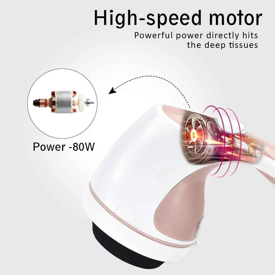 INALSA Fittyfy FFBM 01 Electric Handheld Full Body Massager-4 Heads &Variable Speed White/Pink