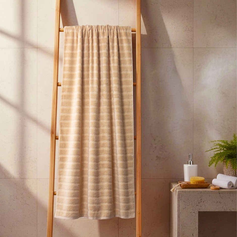 Mytrident Quick Dry Cotton Bath Towel | 28 x 56 in | Beige