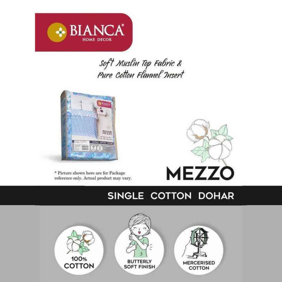 Bianca Extremely Soft 100% Muslin Cotton Dohar Pure Cotton Single Size | Mezzo Geometric-Blue/Green