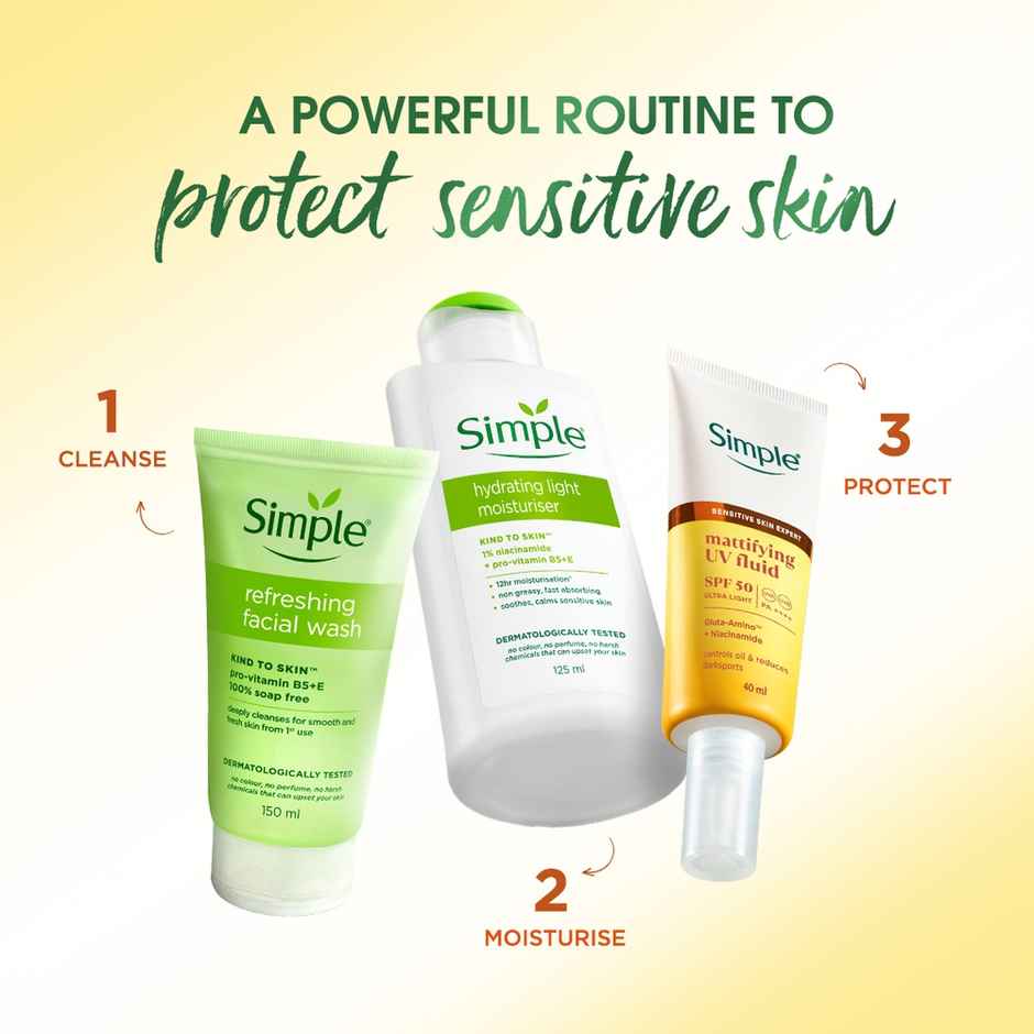 Simple Mattifying UV Fluid SPF 50 PA++++ with Niacinamide Sunscreen for Oily & Sensitive Skin