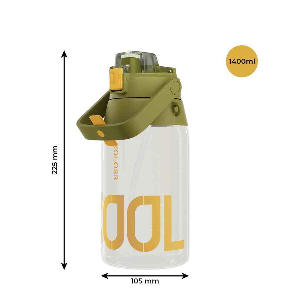 Kolorr Sprint 1400 ml Bottle | Green & Orange | with phone stand | Ideal for Gym | Office | Travel