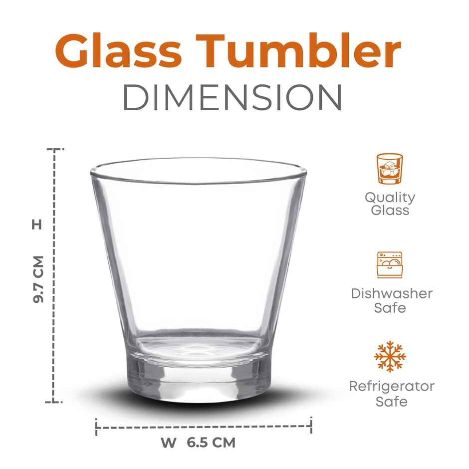 Yera Stylo 345 ml Conical Whisky Glasses Tumbler Set 6 Pc