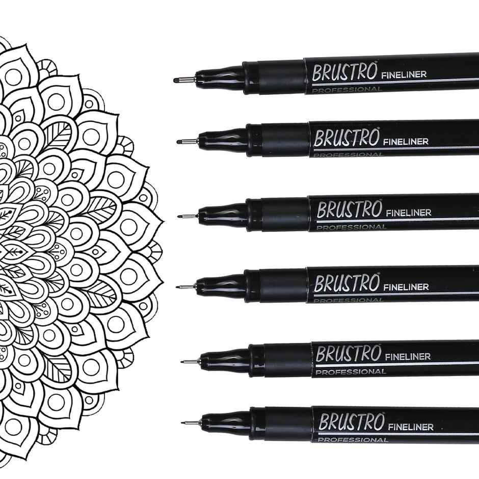 Brustro Professional Pigment Based Black Fineliner Set Of 6