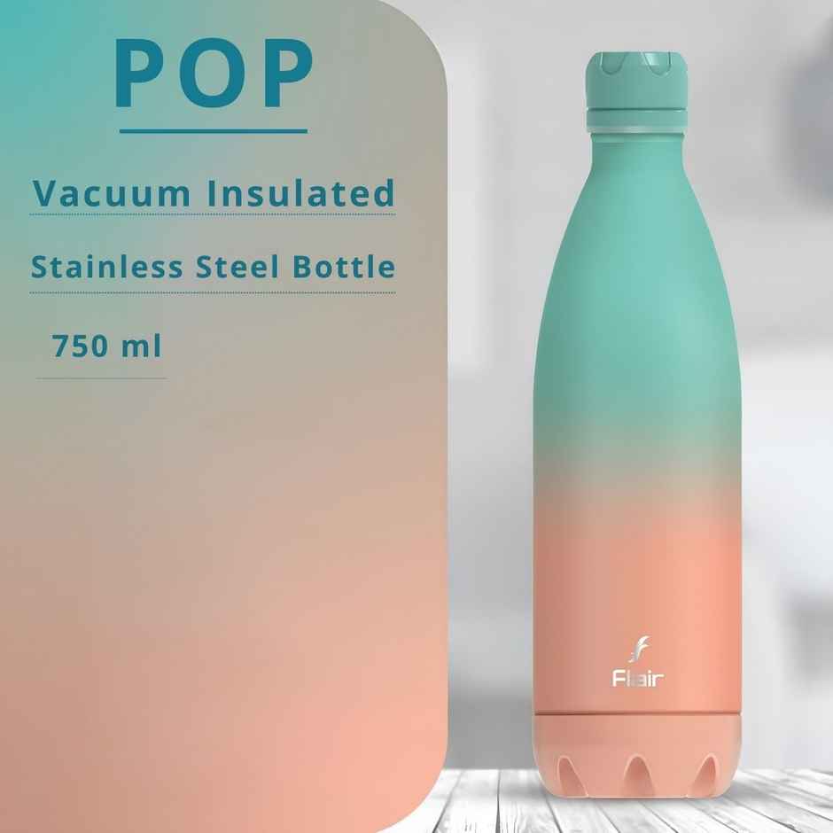 Flair Stainless Steel Pop Double | Walled Vacuum Insulated Bottle | Aqua Green & Coral Pink | 750 ml