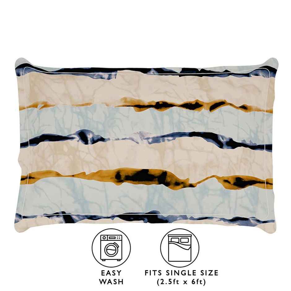Story@Home 160 TC Microfiber Single Abstract Flat Bedsheet | Grey & Cream