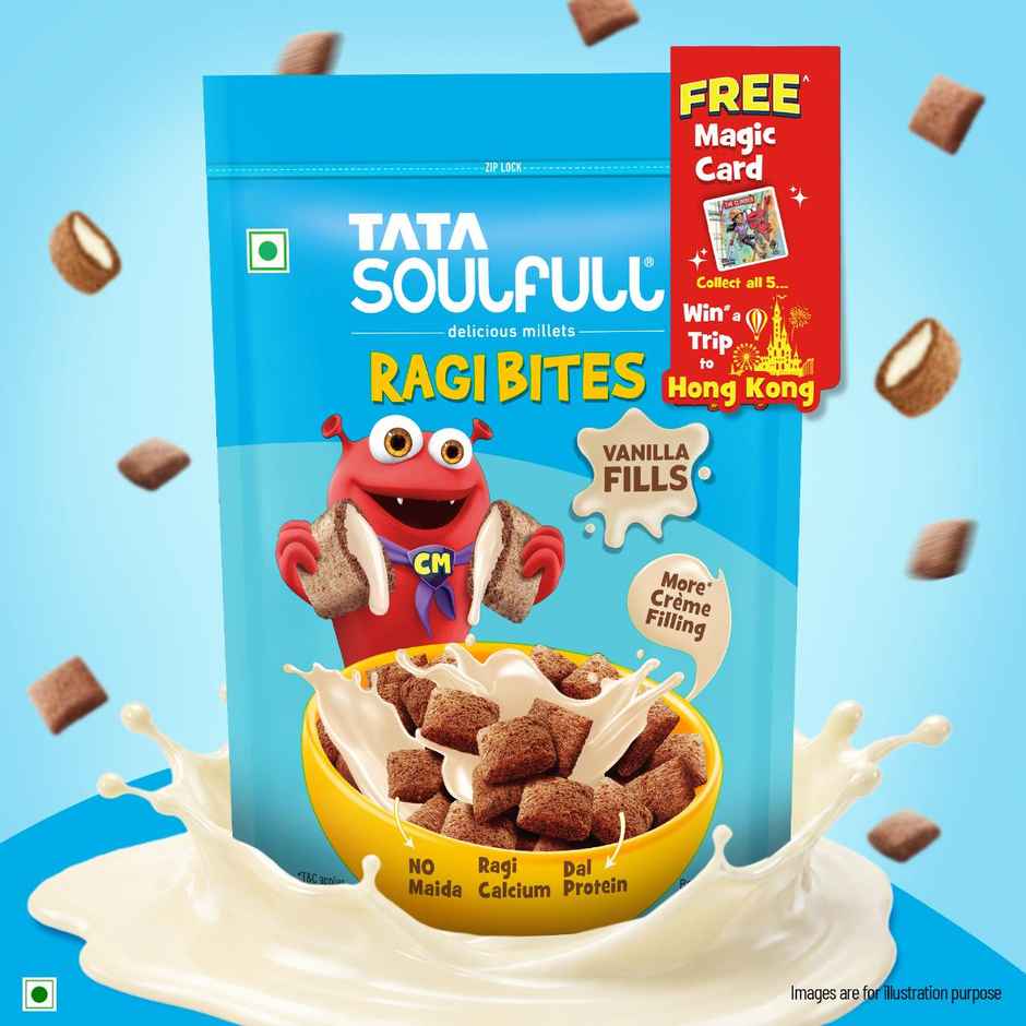 Tata Soulfull Ragi Bites Vanilla Fills, No Maida, More Cream Filling, Kids Cereal