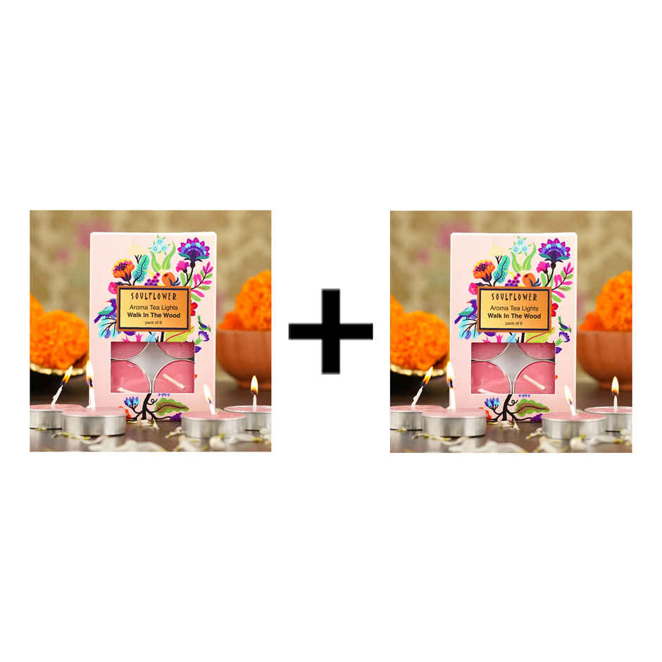 Soulflower Tea Light Candle,  Walk In The Wood Combo