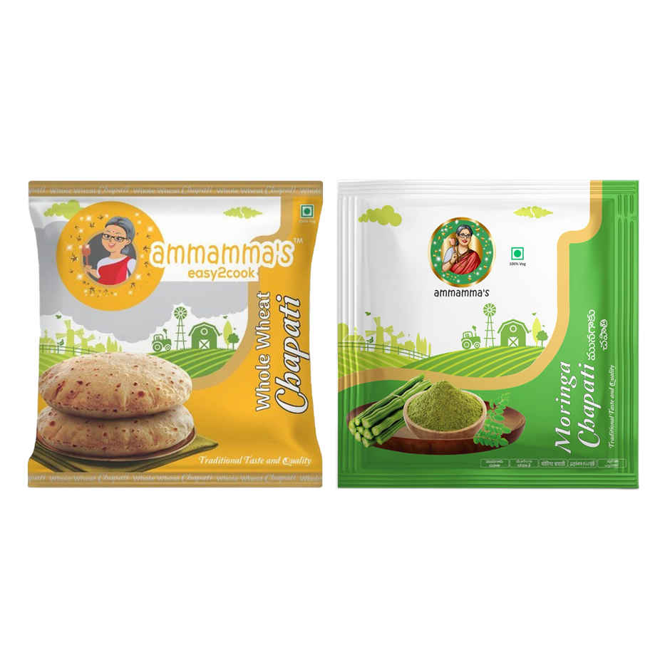 Ammamma'S Whole Wheat Chapati (10pc) & Ammamma'S Moringa Chapati (10pc) Combo