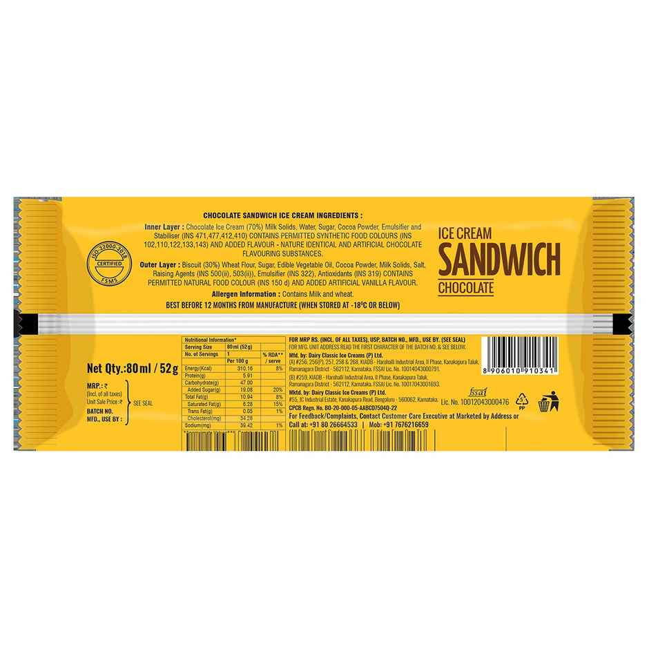 Dairy Day Chocolate Ice Cream Sandwich