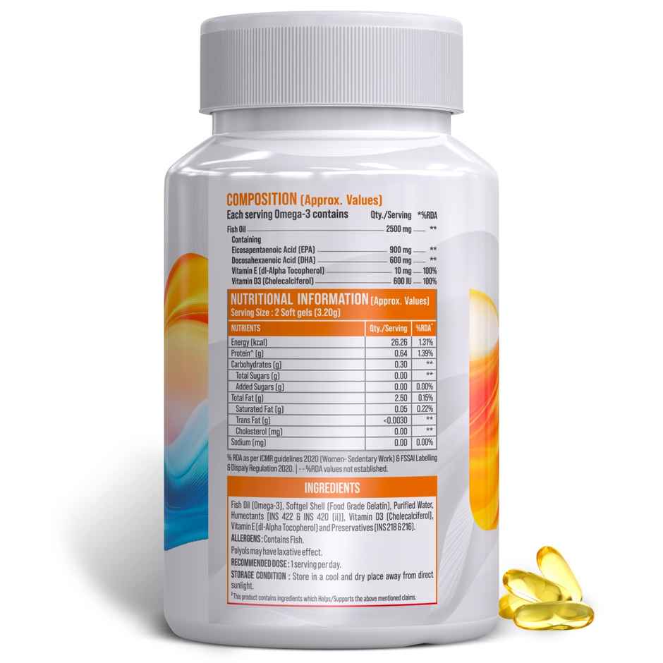 Big Muscles Nutrition Omega 3 Triple Strength Fish Oil | 60 Soft Gels | Premium Fish Oil