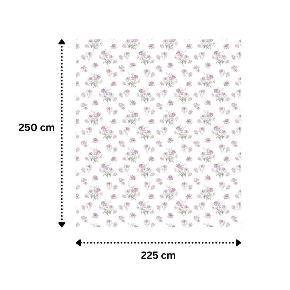 Haus & Kinder Lilac Dream Double 100% Cotton Floral Bedsheet | White and Purple | 98 x 89 in