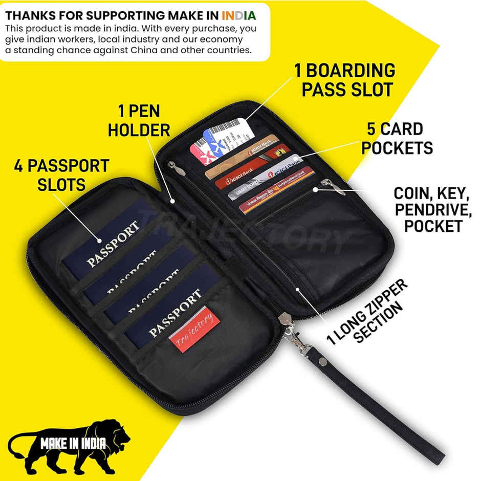 Trajectory Fabric Travel Passport and Card Holder and Wallet Organiser Case