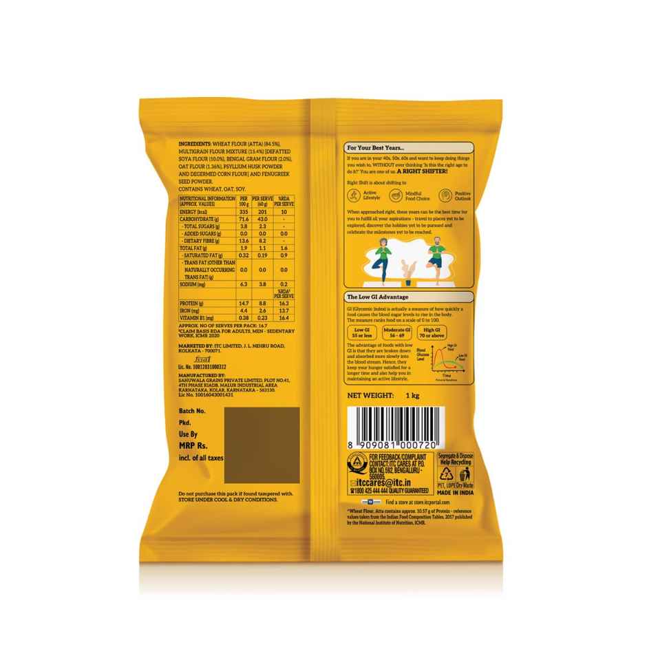 Right Shift High Protein Multigrain + Atta | High fibre, Low GI | 18 g - 4 rotis