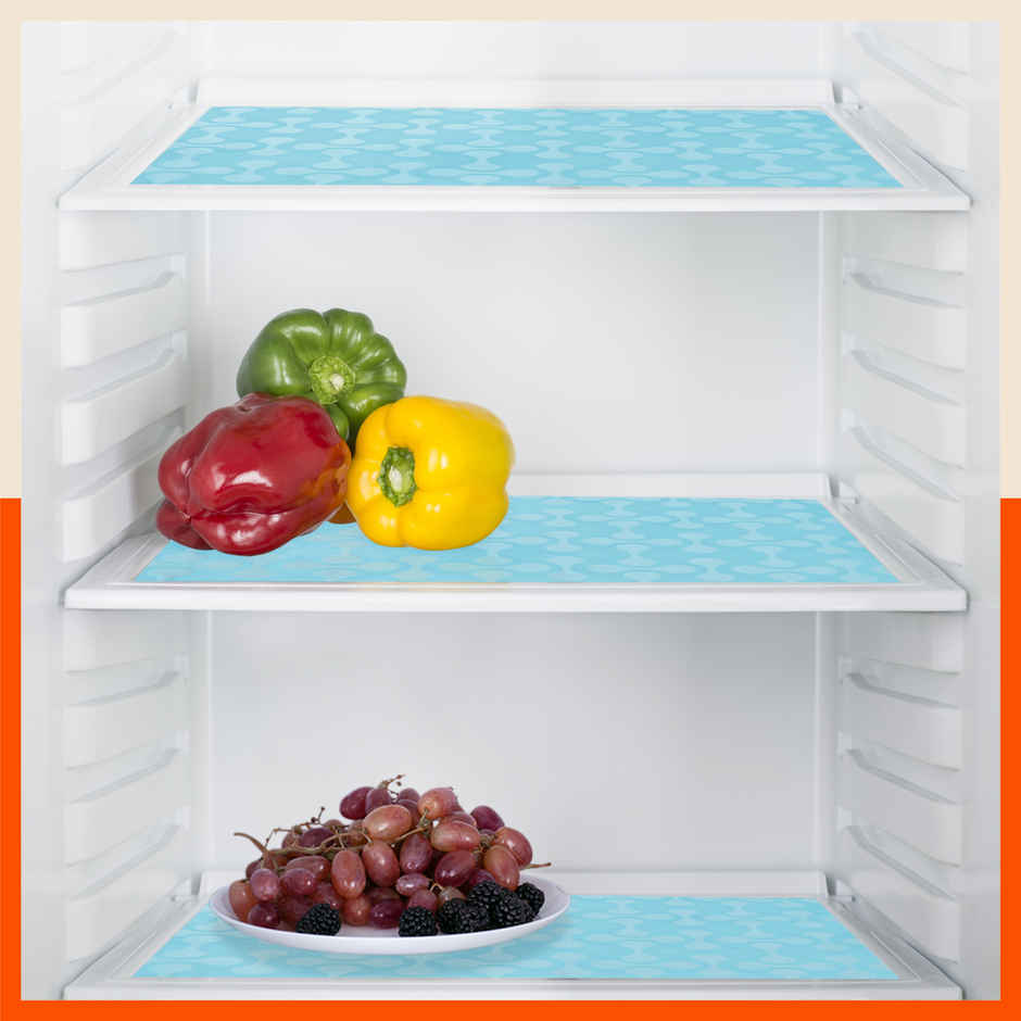 Bathla Fridge Mat | 45cm x 30 cm | Reusable, Washable, Temperature Resistant | Blue Abstract