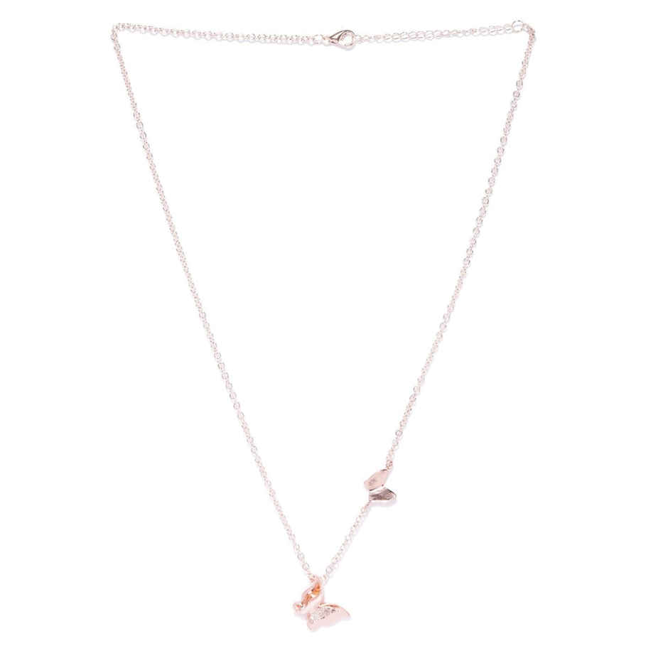 YouBella 18k Rose Gold Plated Butterfly Necklace Pendant for Women and Girls (YBNK - 5666)