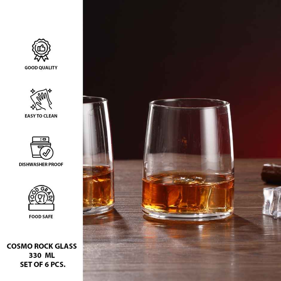 Sanjeev Kapoor Cosmo Rock Glass 330 ml | Set of 6 Piece