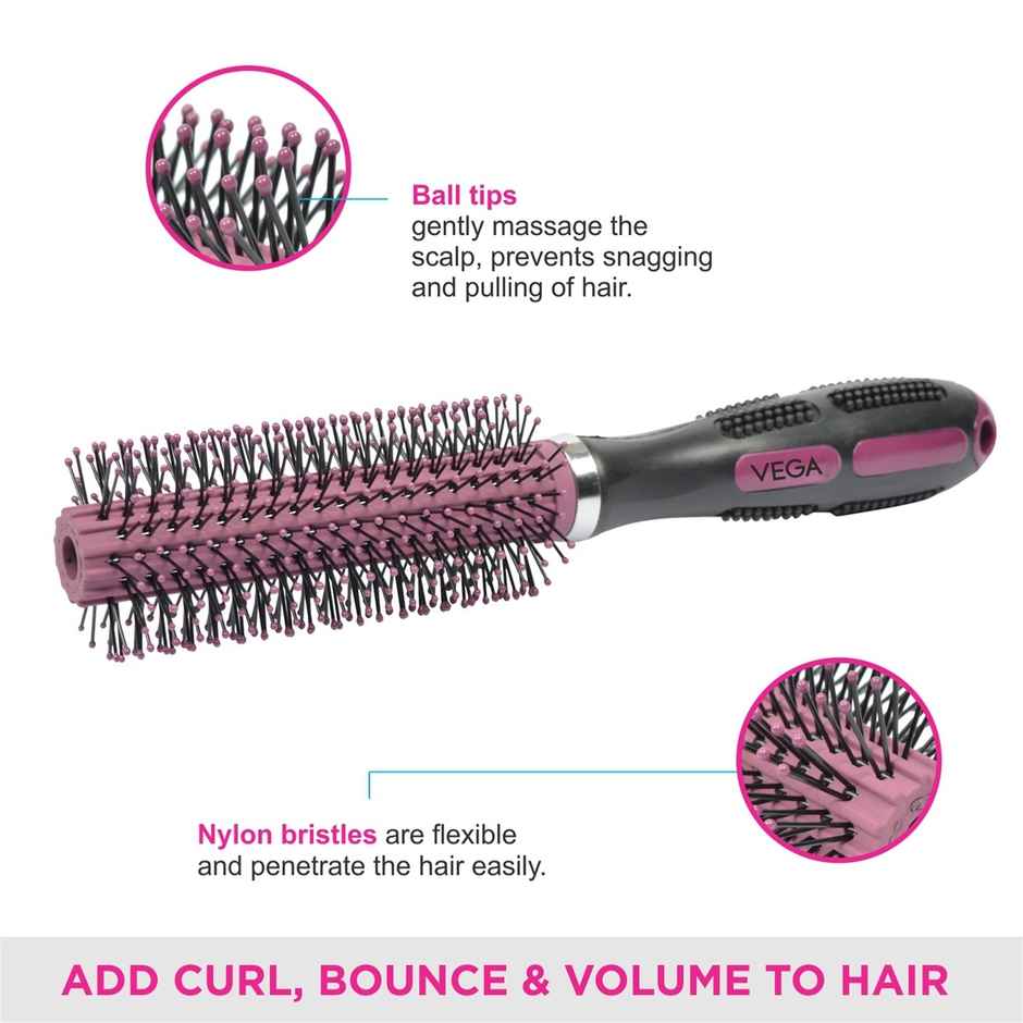 VEGA Round Hair Brush For Adding Curls | Volume And Waves In Hair| Men And Women | E6-Rb