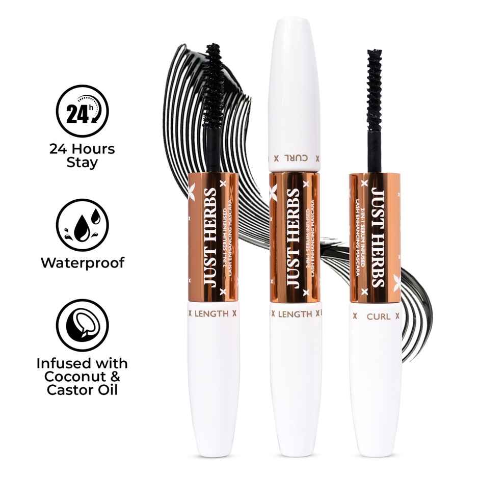 Just Herbs 2In1Lash Enhancing Serum Infused Smudge Proof Clump Free Mascara