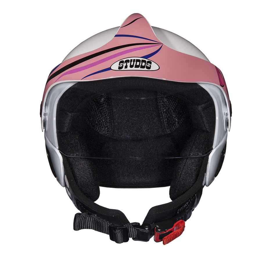 Studds Marshall Kids D1 Open Face Helmet for Girls |White Pink - 2XS