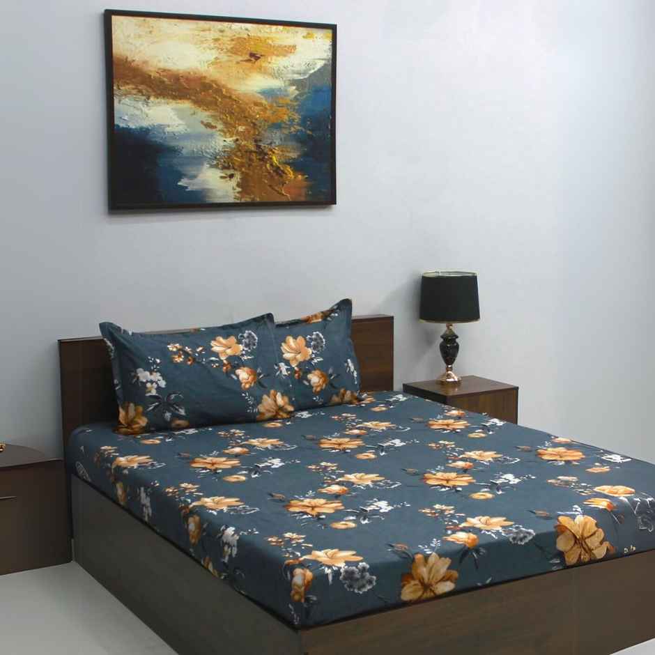 Bombay Dyeing Mimosa 164 Tc Double Size Bedsheet With 2 Pillow Covers - Multicolour