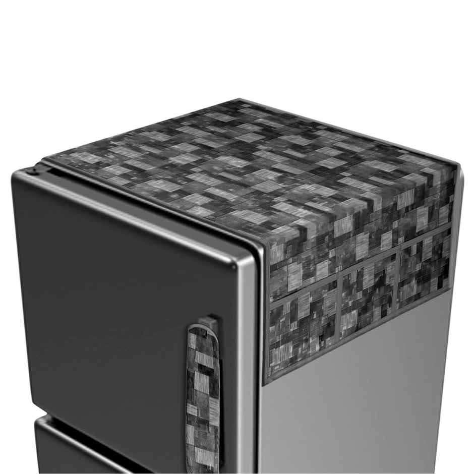 Kuber Industries PVC New Check Fridge Top Cover with 6 Utility Pockets|Gray