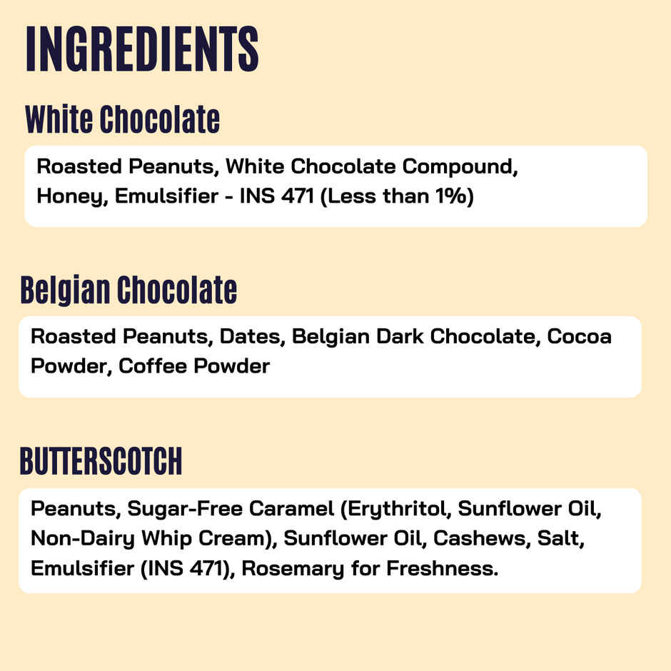 FitFeast Peanut Butter Combo (Assorted Flavours - White Chocolate, Butterschotch, Belgian Chocolate)